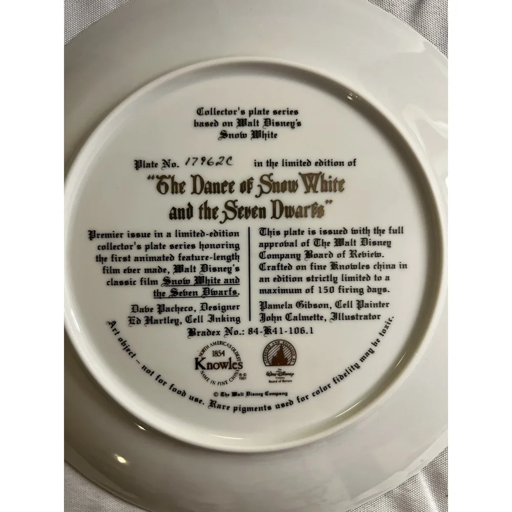 Disney Snow White Seven Dwarfs Knowles‎ Collector Plate COA Box 1991 The Dance